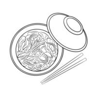 Engraving hand drawn gyudon vector