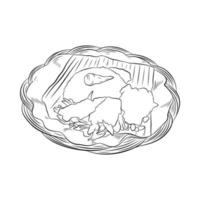 Engraving hand drawn nasi lemak vector