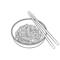 Engraving hand drawn bakmi vector