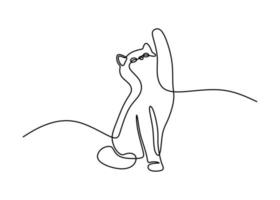 lindo gato mascota línea continua dibujada a mano arte lineal línea editable vector