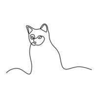 lindo gato mascota línea continua dibujada a mano arte lineal línea editable vector