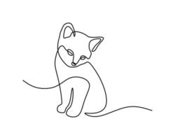 lindo gato mascota línea continua dibujada a mano arte lineal línea editable vector