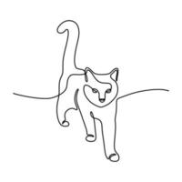 lindo gato mascota línea continua dibujada a mano arte lineal línea editable vector