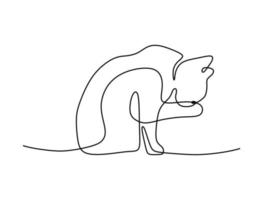 Cute cat pet oneline continuous handdrawn line art editable line vector