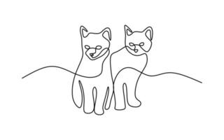 Cute cat pet oneline continuous handdrawn line art editable line vector