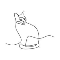 lindo gato mascota línea continua dibujada a mano arte lineal línea editable vector