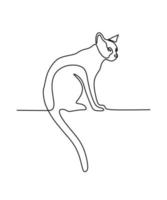 Cute cat pet oneline continuous handdrawn line art editable line vector