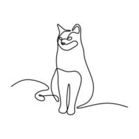 Cute cat pet oneline continuous handdrawn line art editable line vector