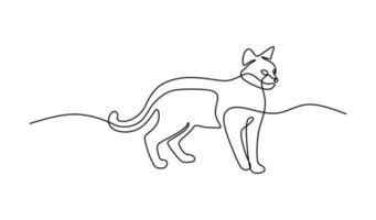 lindo gato mascota línea continua dibujada a mano arte lineal línea editable vector