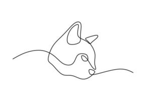 lindo gato mascota línea continua dibujada a mano arte lineal línea editable vector