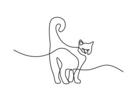 lindo gato mascota línea continua dibujada a mano arte lineal línea editable vector