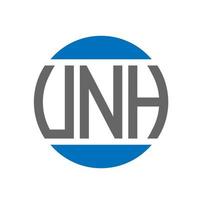 diseño de logotipo de letra unh sobre fondo blanco. concepto de logotipo de círculo de iniciales creativas unh. diseño de letras unh. vector