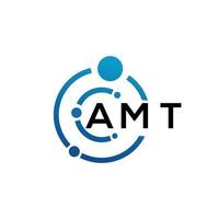 diseño del logotipo de la letra amt sobre fondo negro. concepto de logotipo de letra de iniciales creativas amt. diseño de letra amt. vector