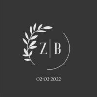 letra inicial zb boda monograma logo diseño inspiración vector