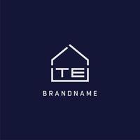 Initial letter TE roof real estate logo design ideas vector
