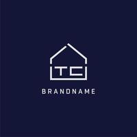 Initial letter TC roof real estate logo design ideas vector