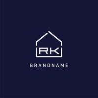 letra inicial rk techo ideas de diseño de logotipo de bienes raíces vector