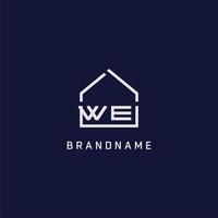 Initial letter WE roof real estate logo design ideas vector
