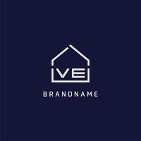 letra inicial v ideas de diseño de logotipo de bienes raíces de techo vector