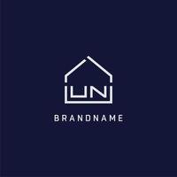 Initial letter UN roof real estate logo design ideas vector