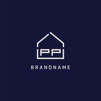 Initial letter PP roof real estate logo design ideas vector