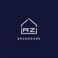 Initial letter RZ roof real estate logo design ideas vector