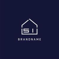 Initial letter SI roof real estate logo design ideas vector