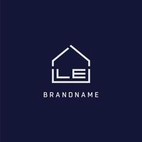 Initial letter LE roof real estate logo design ideas vector