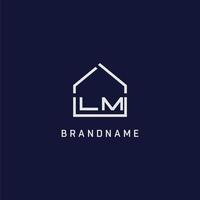 letra inicial lm techo ideas de diseño de logotipo de bienes raíces vector