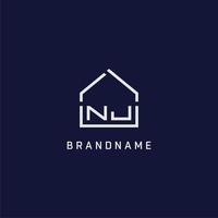 Initial letter NJ roof real estate logo design ideas vector