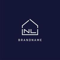 letra inicial nl techo ideas de diseño de logotipo de bienes raíces vector