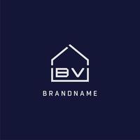 Initial letter BV roof real estate logo design ideas vector