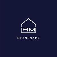 Initial letter AM roof real estate logo design ideas vector