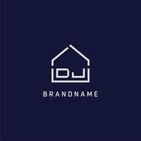 Initial letter DJ roof real estate logo design ideas vector
