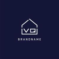 Initial letter VQ roof real estate logo design ideas vector