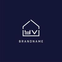 Initial letter YV roof real estate logo design ideas vector