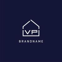 Initial letter VP roof real estate logo design ideas vector