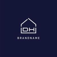 letra inicial dh techo ideas de diseño de logotipo de bienes raíces vector