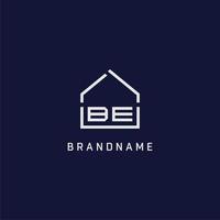 Initial letter BE roof real estate logo design ideas vector