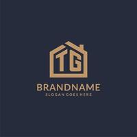 Initial letter TG logo with simple minimalist home shape icon design vector