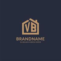 Initial letter VB logo with simple minimalist home shape icon design vector