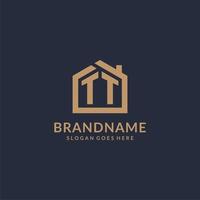 Initial letter TT logo with simple minimalist home shape icon design vector
