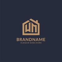 Initial letter WM logo with simple minimalist home shape icon design vector