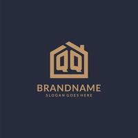 Initial letter QQ logo with simple minimalist home shape icon design vector