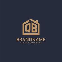 Initial letter QB logo with simple minimalist home shape icon design vector