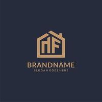 Initial letter NF logo with simple minimalist home shape icon design vector