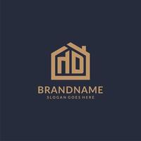 Initial letter ND logo with simple minimalist home shape icon design vector