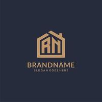 Initial letter RN logo with simple minimalist home shape icon design vector