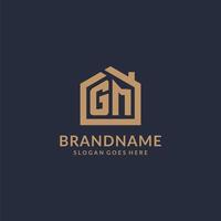Initial letter GM logo with simple minimalist home shape icon design vector