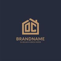 Initial letter DC logo with simple minimalist home shape icon design vector
